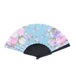 Evantai cu model florar satin PAMI, EV-1221-17 Bleu fotografia produsului