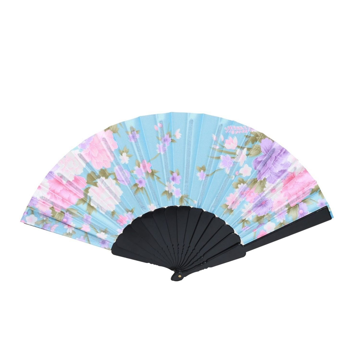 Evantai cu model florar satin PAMI, EV-1221-17 Bleu fotografia produsului