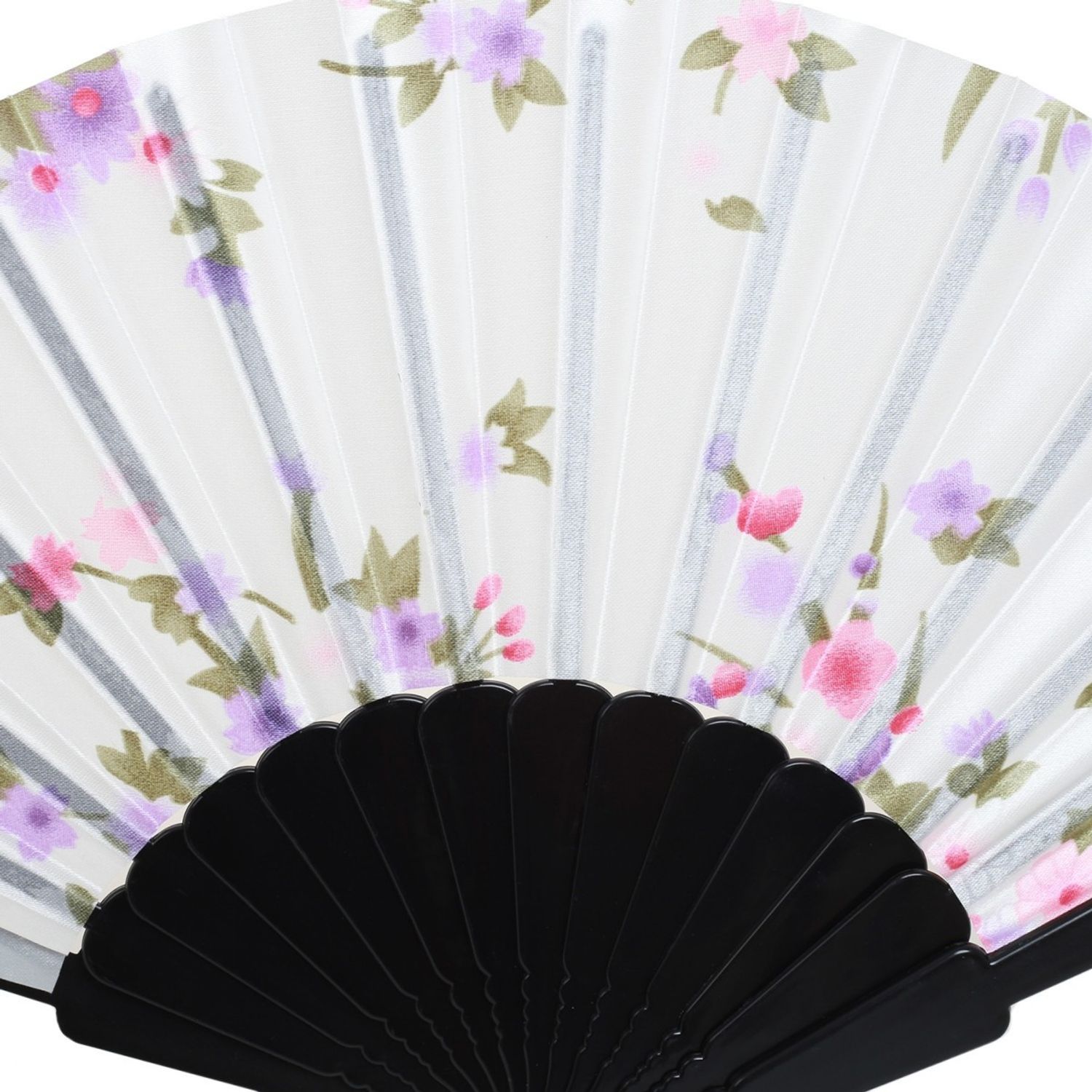Evantai cu model florar satin PAMI, EV-1221-17 Alb fotografia produsului View 2 L