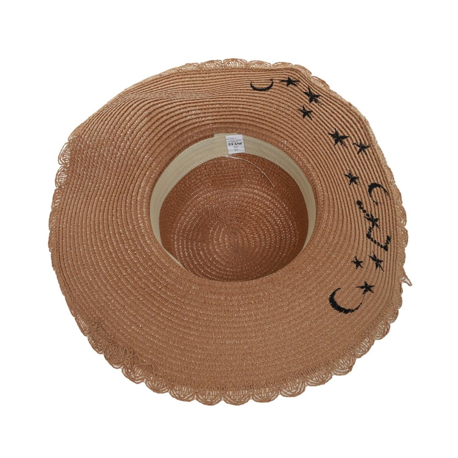 Palarie plaja dama brodata PAMI, PD-1221-255, 57 cm Camel fotografia produsului View 3 L