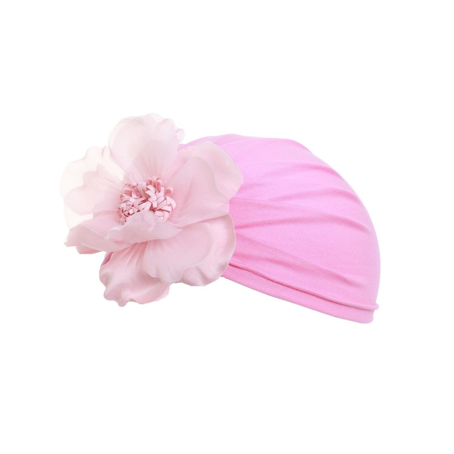 Turban bebe uni cu floare PAMI, CBB-1221-117, 52-54 cm Roz fotografia produsului