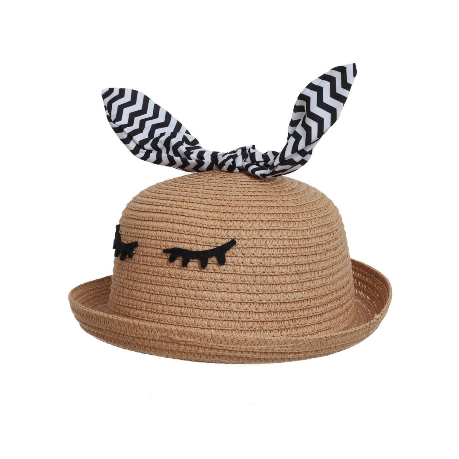 Palarie paie fetita cu fundita dungi PAMI, PFT-1221-183, 52 cm Camel fotografia produsului View 2 L