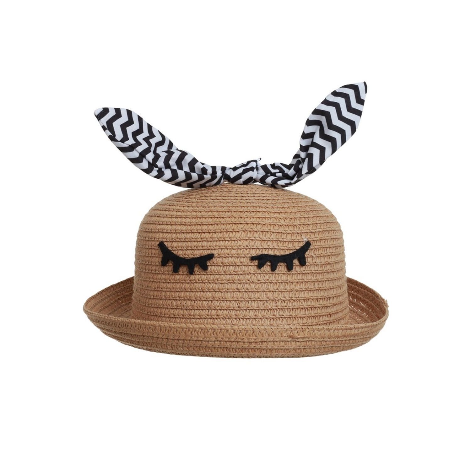 Palarie paie fetita cu fundita dungi PAMI, PFT-1221-183, 52 cm Camel fotografia produsului