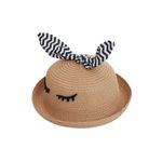 Palarie paie fetita cu fundita dungi PAMI, PFT-1221-183, 52 cm Camel fotografia produsului View 5 S