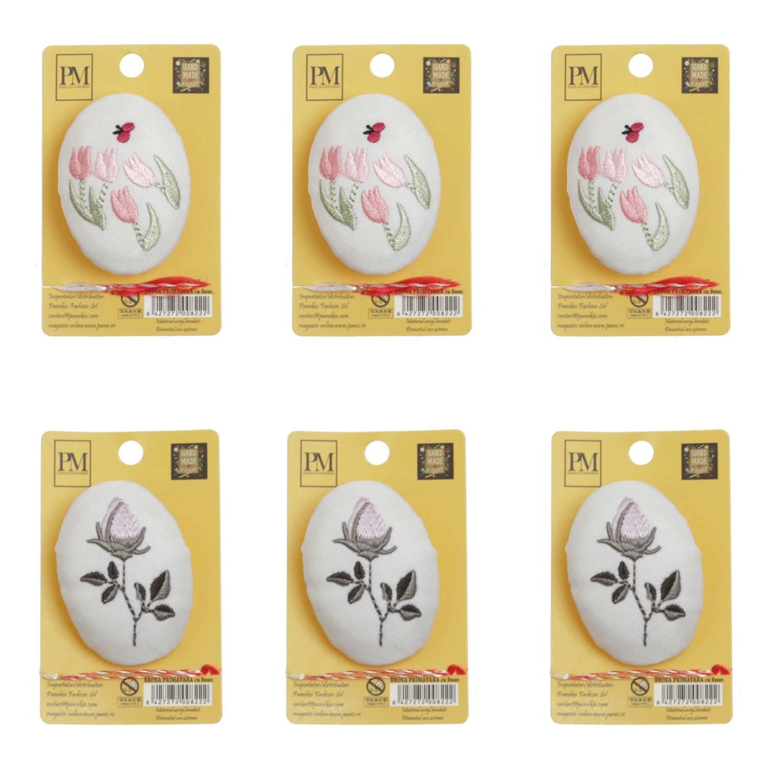 Set 6 martisoare tip brosa brodata, PAMI, VBR-8 fotografia produsului