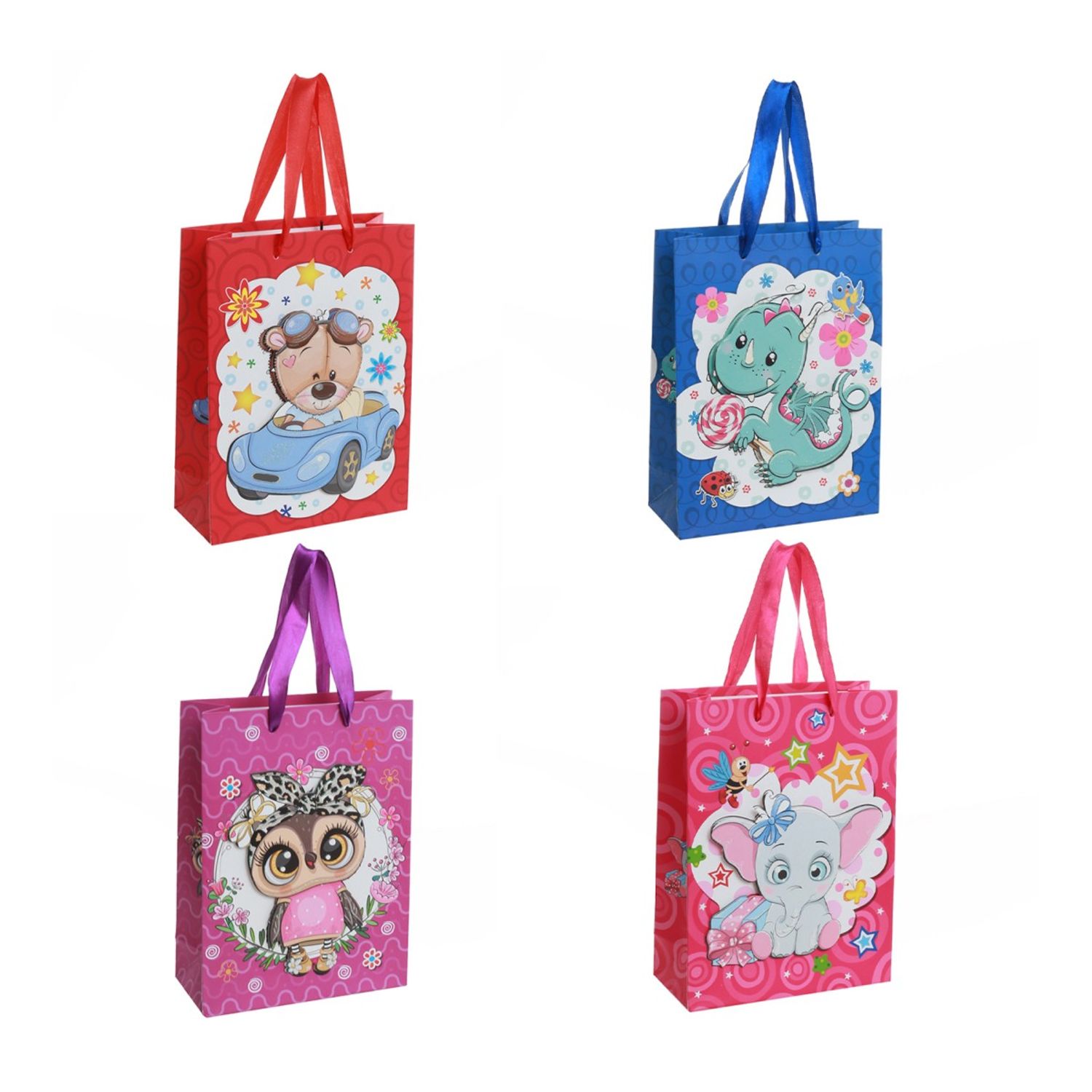Set de 4 pungi cadou PAMI, PC-621-67M, 32x26x10 cm, Multicolor fotografia produsului