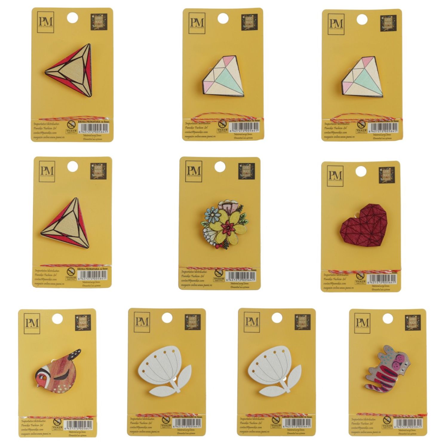 Set 10 martisoare tip brosa, PAMI, BRO-4 fotografia produsului