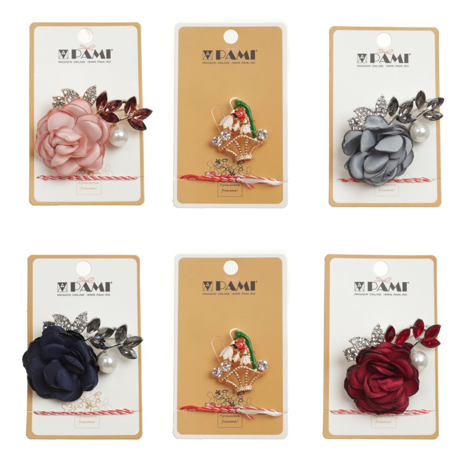 Set 6 brose martisor, PAMI, B43-T12 fotografia produsului
