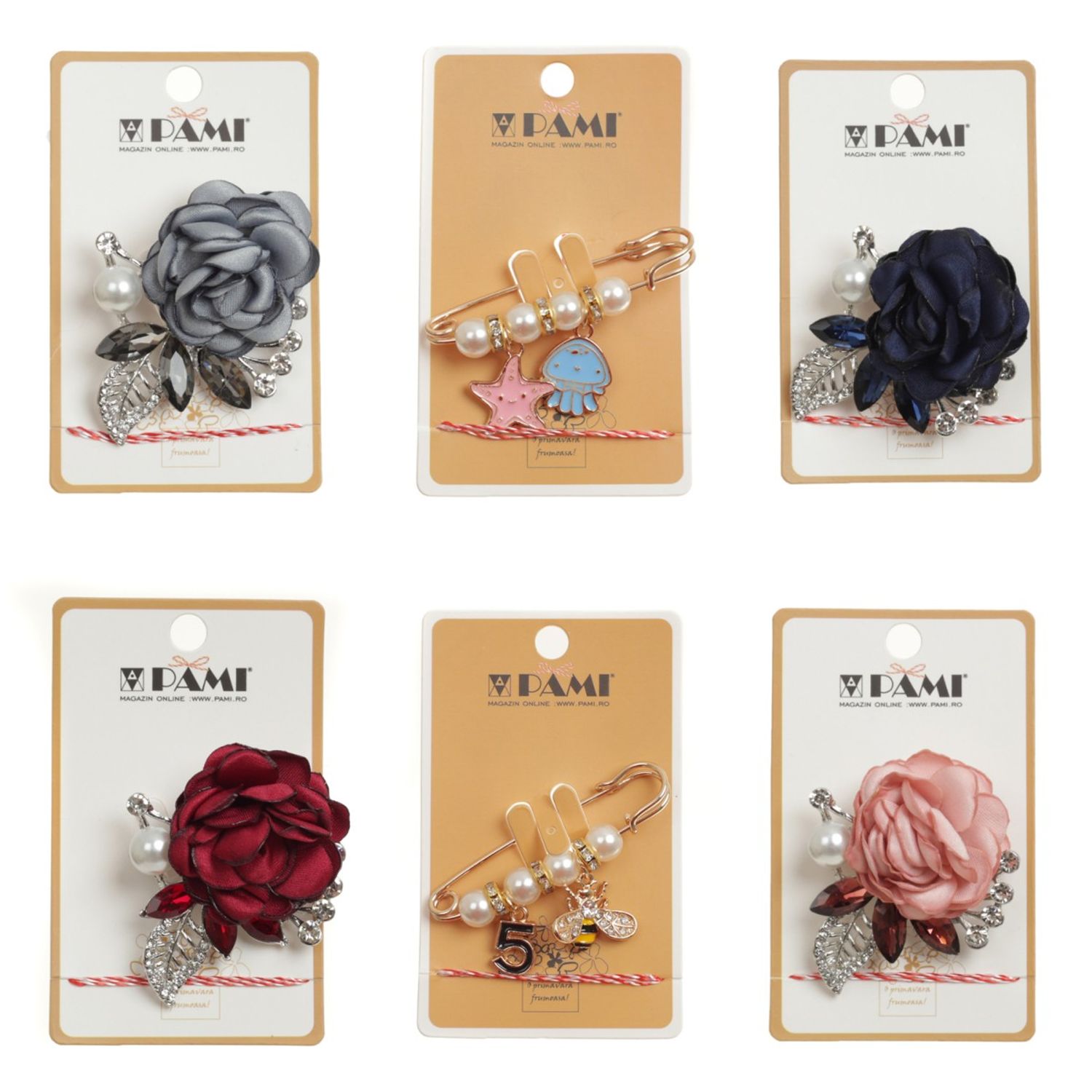 Set 6 brose martisor, PAMI, B44-T06 fotografia produsului