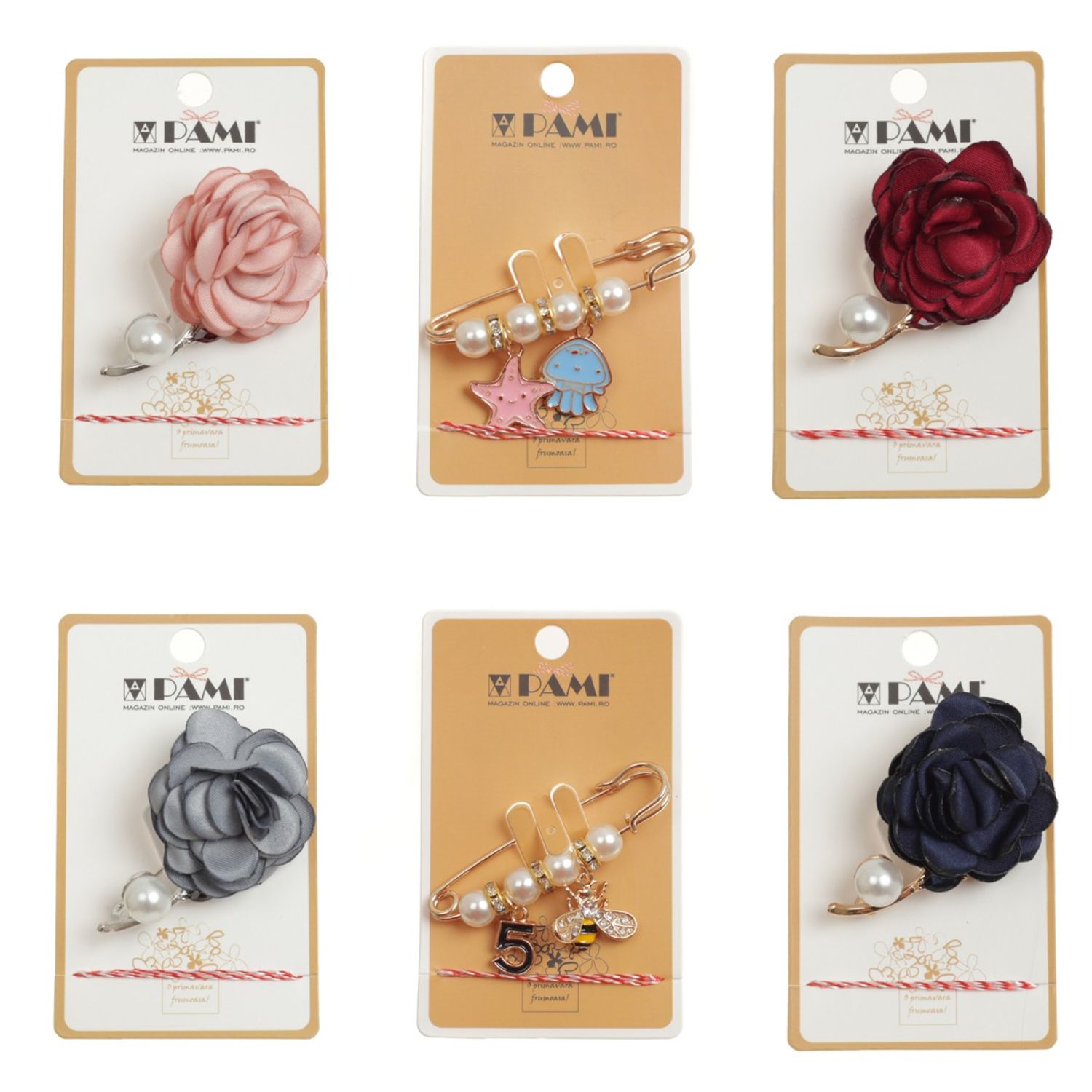 Set 6 brose martisor, PAMI,B44-T05 fotografia produsului