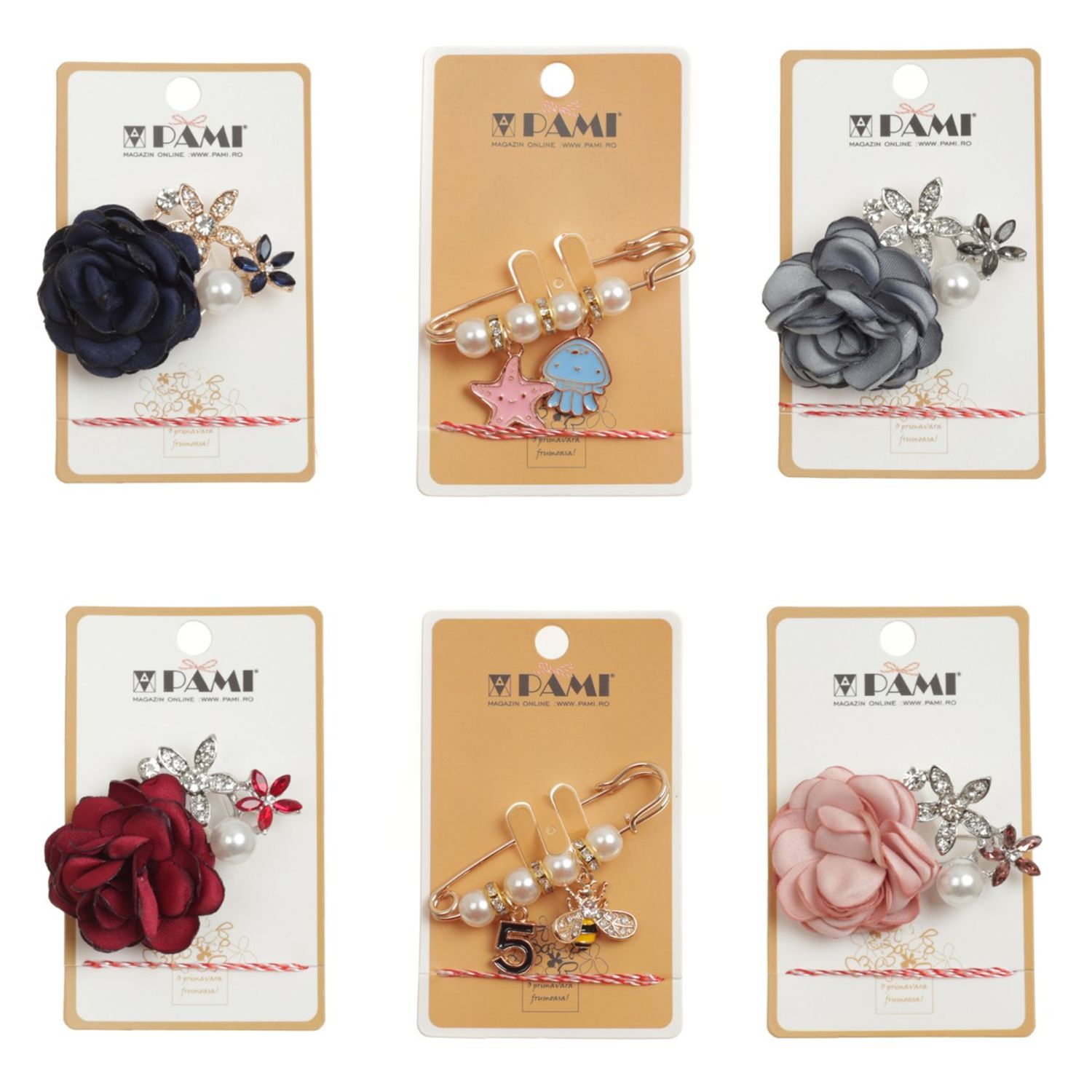 Set 6 brose martisor, PAMI, B44-T07 fotografia produsului