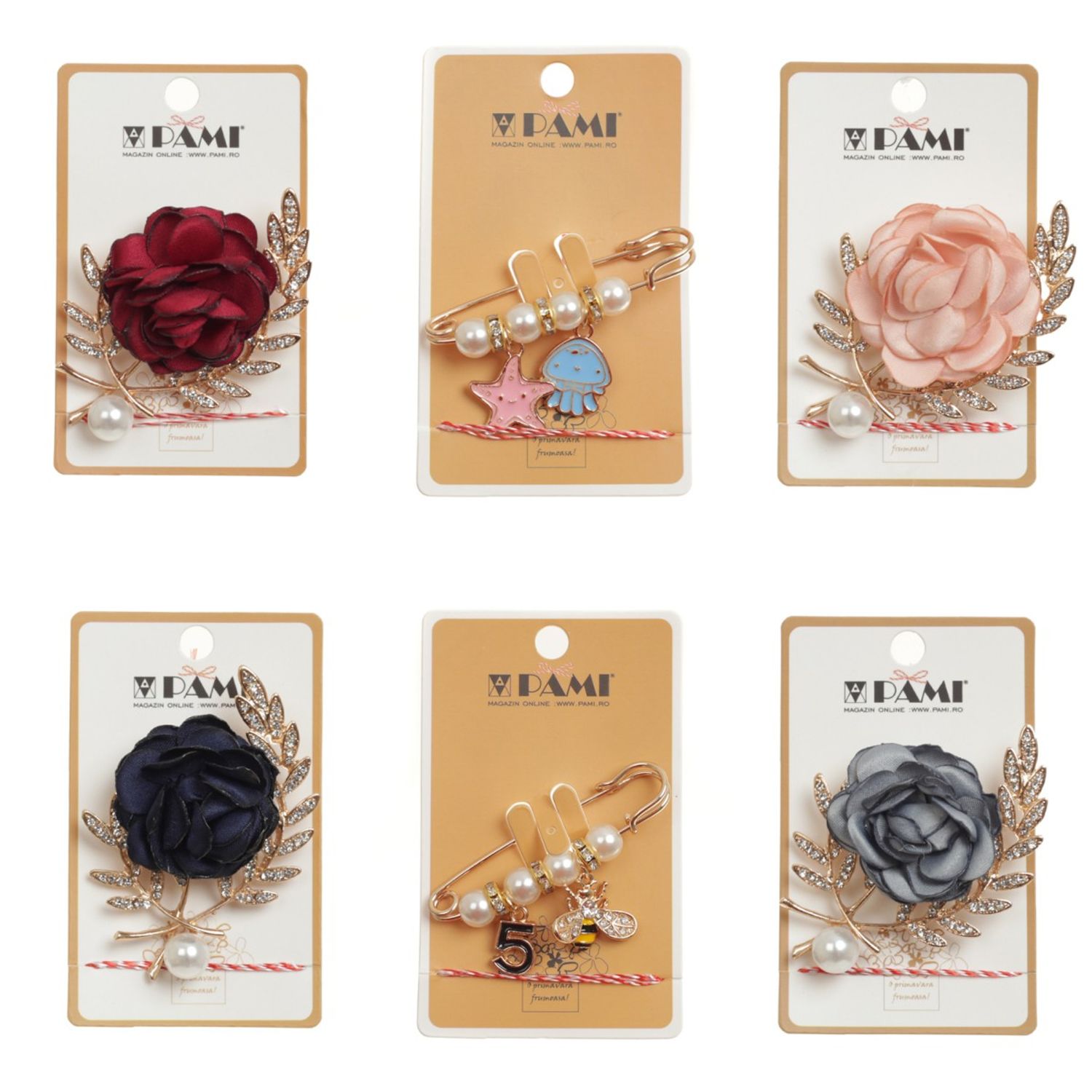 Set 6 brose martisor, PAMI, B44-T04 fotografia produsului