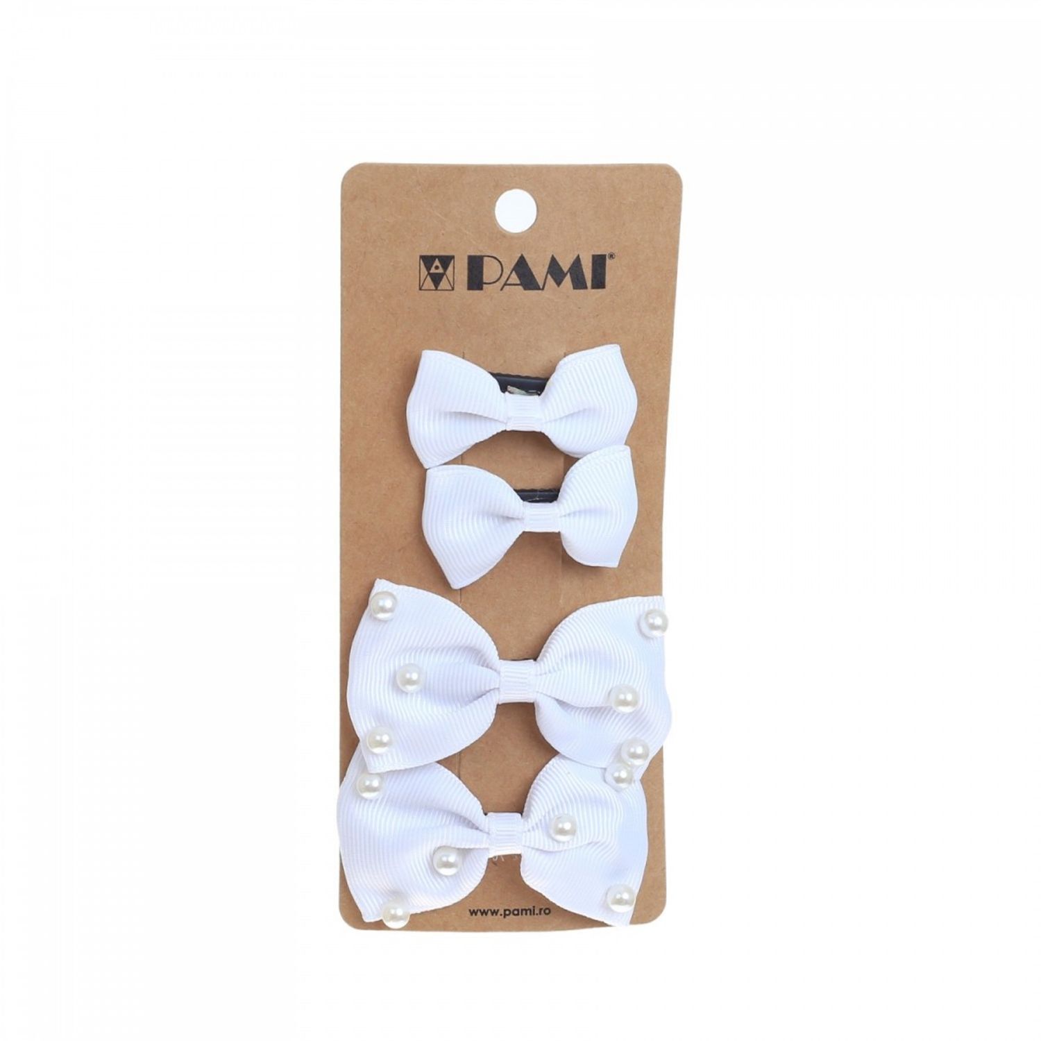Set 4 clesti pentru par, PAMI, PC-0522-40, 8 cm Alb fotografia produsului