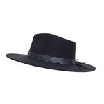 Palarie fedora din stofa, PAMI, PD-0522-52, 58 cm Negru fotografia produsului