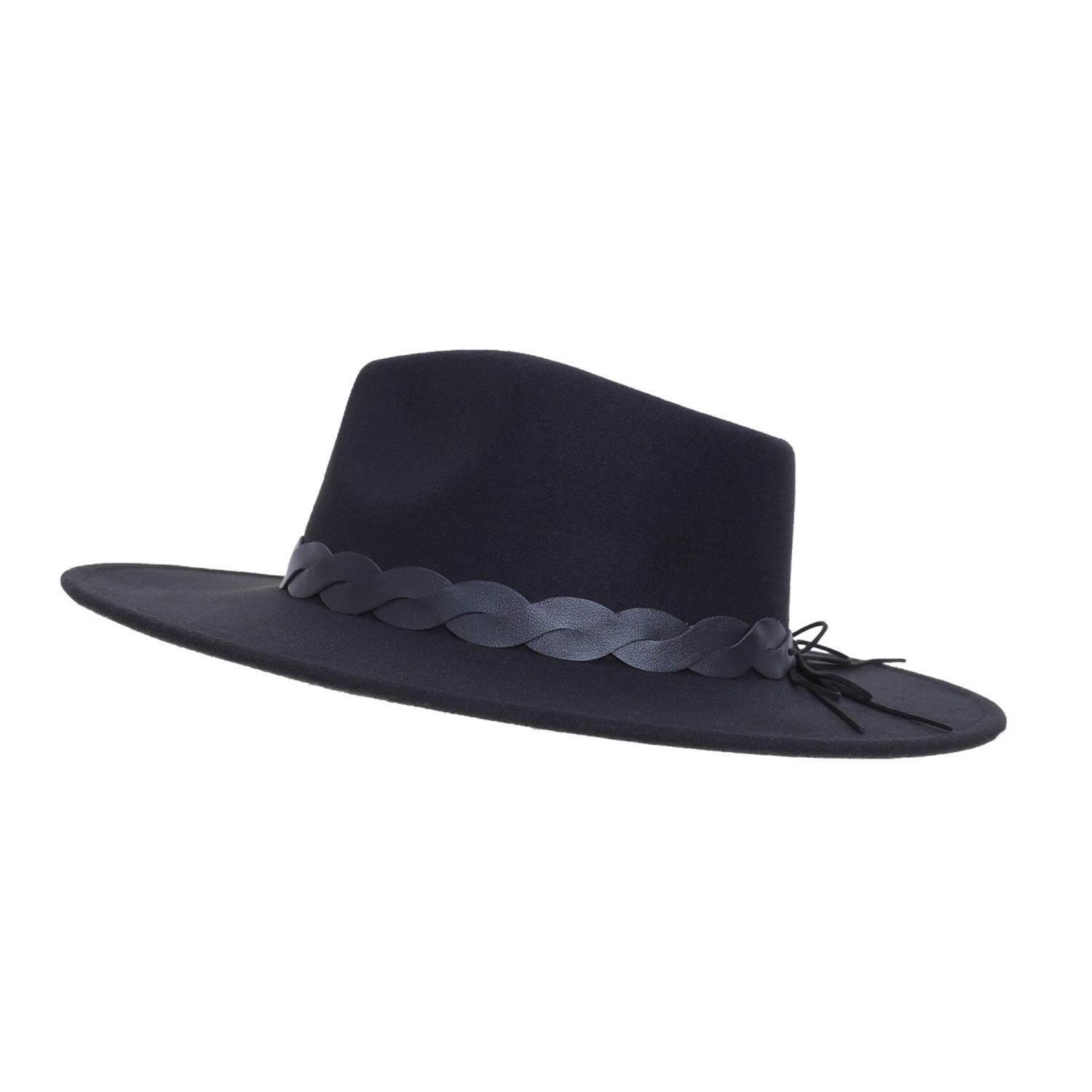 Palarie fedora din stofa, PAMI, PD-0522-52, 58 cm Negru fotografia produsului
