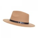 Palarie fedora din stofa, PAMI, PD-0522-72, 57 cm Bej fotografia produsului