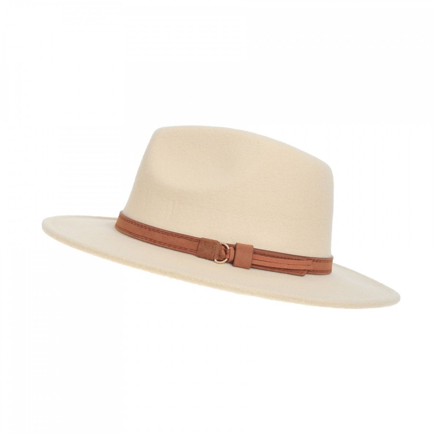 Palarie fedora din stofa, PAMI, PD-0522-46, 58 cm Crem fotografia produsului