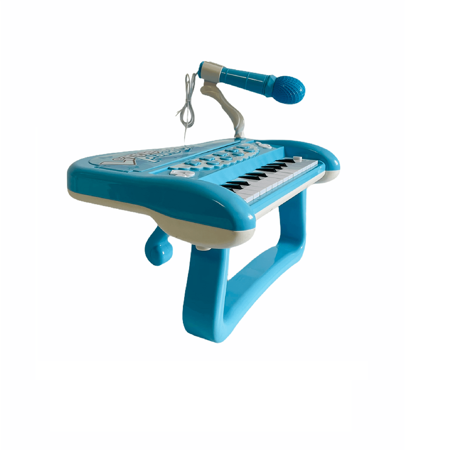 Pian cu microfon si lumini, sunete animale si instrumente muzicale, bleu fotografia produsului
