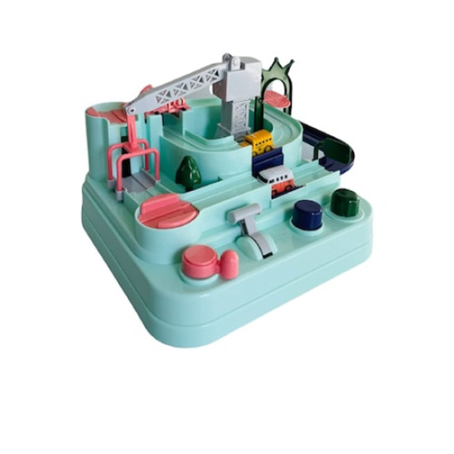 Set circuit 2 masinute cu macara si rampe actionate manual fotografia produsului