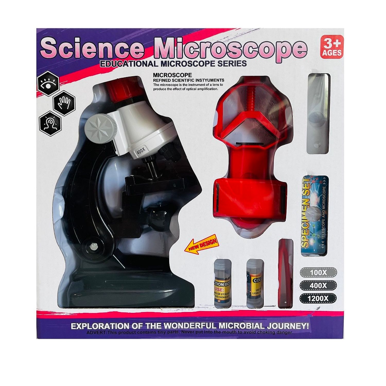 Set microscop cu suport pentru telefon, 100X, 400X, 1200X fotografia produsului View 2 L