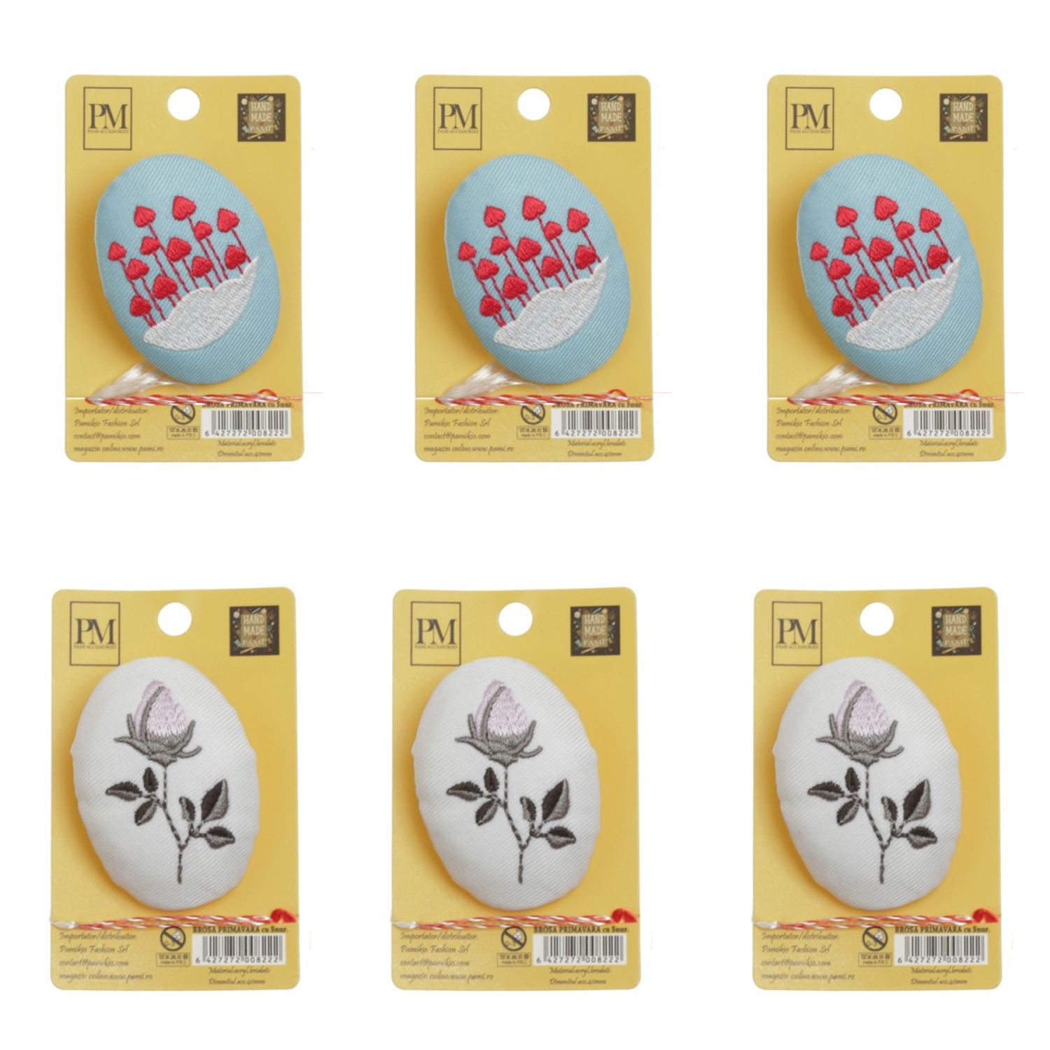 Set 6 martisoare tip brosa brodata, PAMI, VBR-10 fotografia produsului