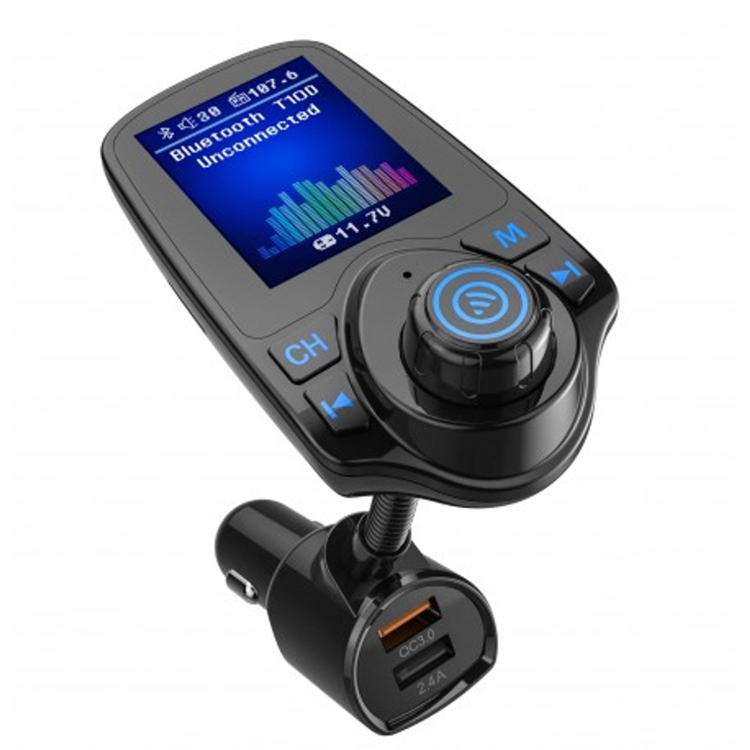 Modulator FM Techstar&reg; T10D, Wireless, Bluetooth 3.0, Microfon Integrat, Quick Charge 3.0, Slot MicroSD, AUX IN/OUT fotografia produsului View 8 L