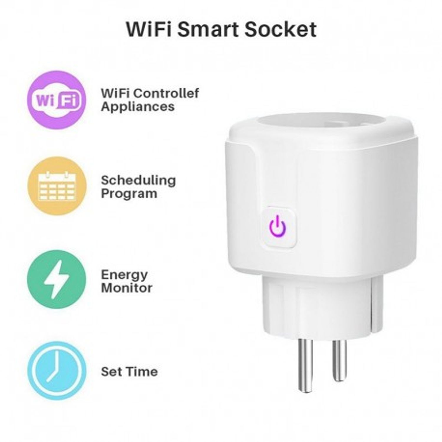 Priza Smart Techstar&reg; M33, Wireless 2,4GHz, Smart Home, Google Home. Amazon Echo, Alexa fotografia produsului View 3 L
