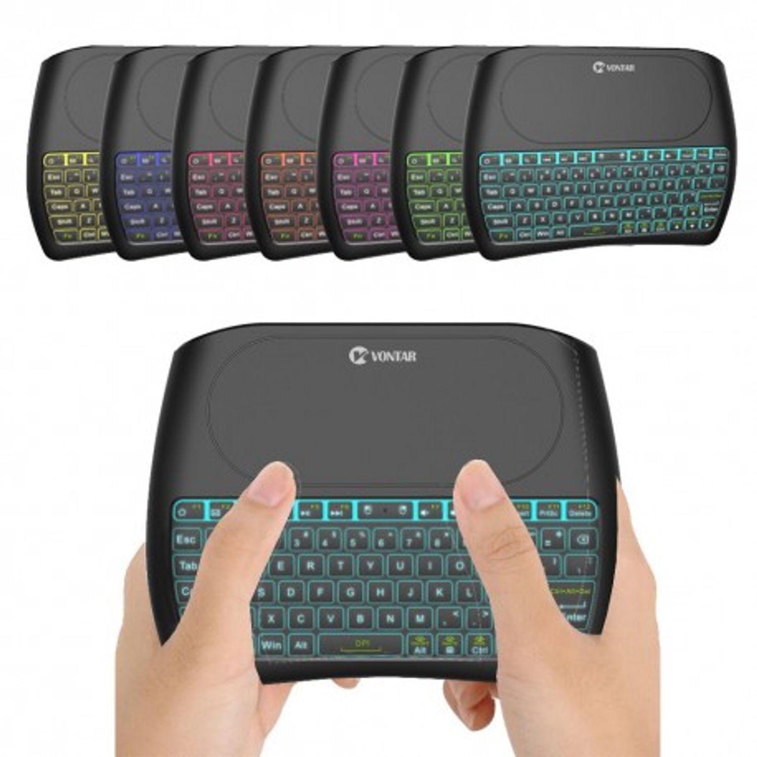 Tastatura Wireless Techstar&reg; Vontar D8, Iluminata, 7 Culori, Android TV, PC, Smart fotografia produsului View 2 L
