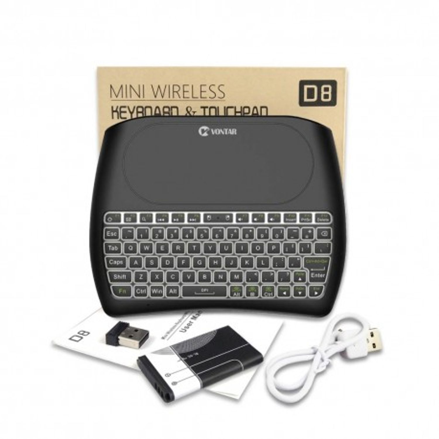 Tastatura Wireless Techstar&reg; Vontar D8, Iluminata, 7 Culori, Android TV, PC, Smart fotografia produsului View 4 L