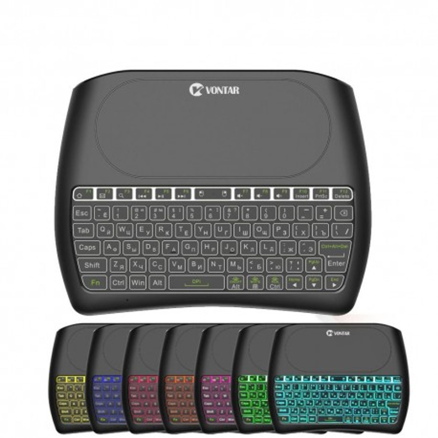 Tastatura Wireless Techstar&reg; Vontar D8, Iluminata, 7 Culori, Android TV, PC, Smart fotografia produsului View 6 L
