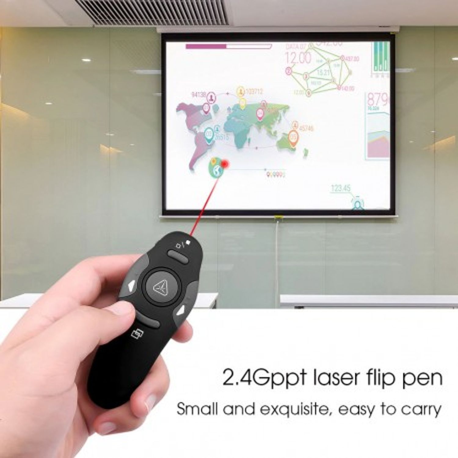 Telecomanda Wireless Techstar pentru Prezentare, cu pointer Laser, Butoane SlideShow, USB fotografia produsului View 2 L