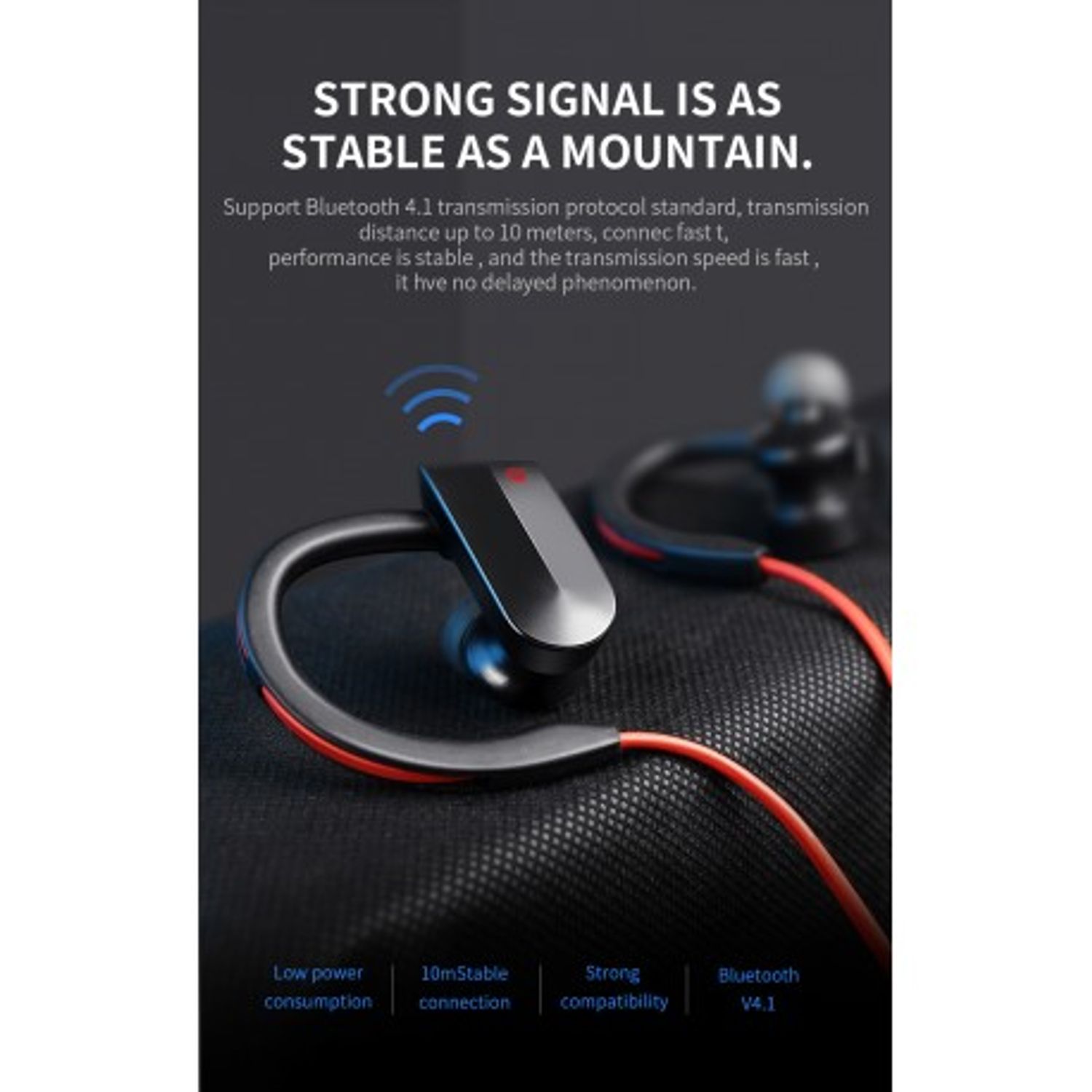 Casti Wireless Techstar&reg; K98, Rosu, Bluetooth 4.1, HiFi, Cip CSR fotografia produsului View 3 L