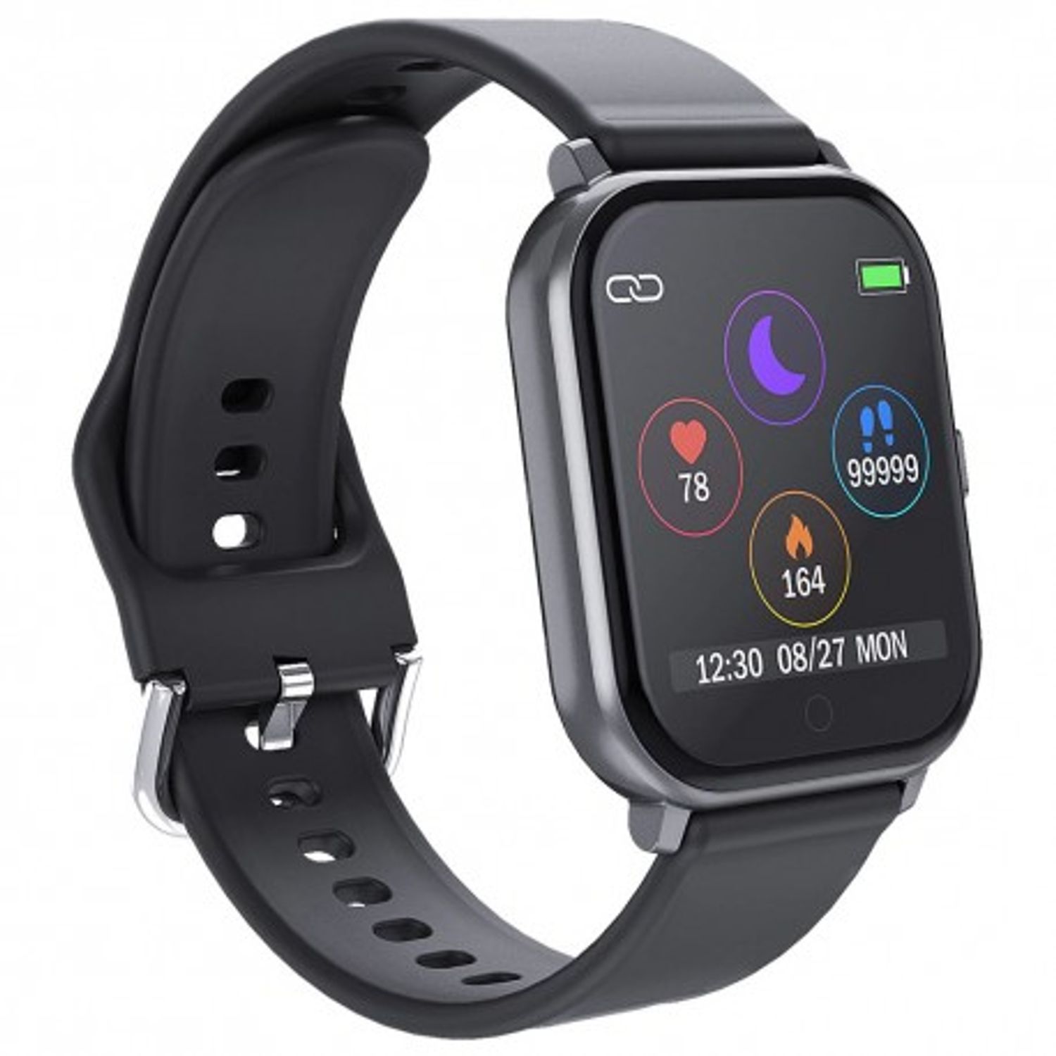 Ceas Smartwatch Techstar® T55 Negru, 1.3 inch IPS, Monitorizare Cardiaca, Tensiune, Sedentarism, Bluetooth 5.0 fotografia produsului