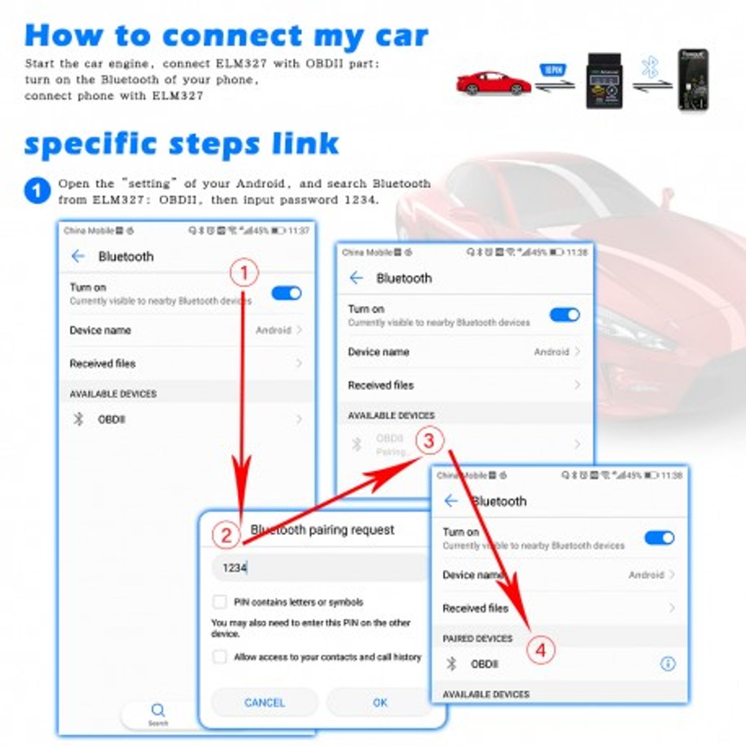 Interfata Diagnoza Techstar OBD2 Bluetooth cu Cip ELM V1.5, Torque fotografia produsului View 6 L