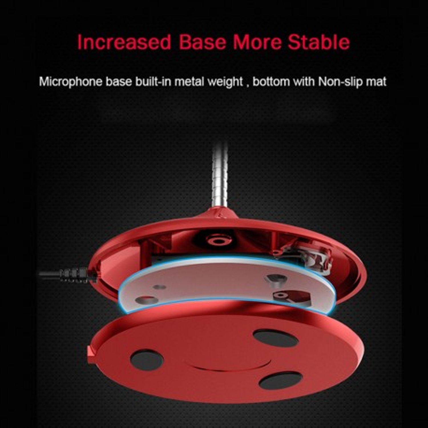Microfon 360&deg; Premium Techstar&reg; Rosu, Pentru Birou, Studio, Voice, Gaming, Chat, USB, Baza Solida fotografia produsului