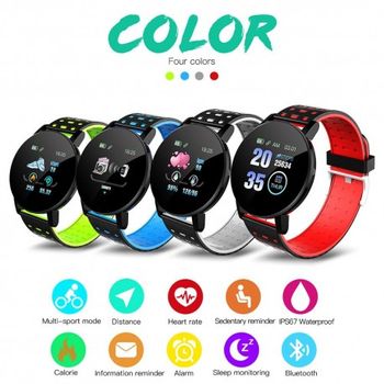Ceas Smartwatch Techstar® 119 Rosu, 1.3 Inch IPS, Monitorizare Cardiaca, Tensiune. Oxigenare, Sedentary, Bluetooth, IP