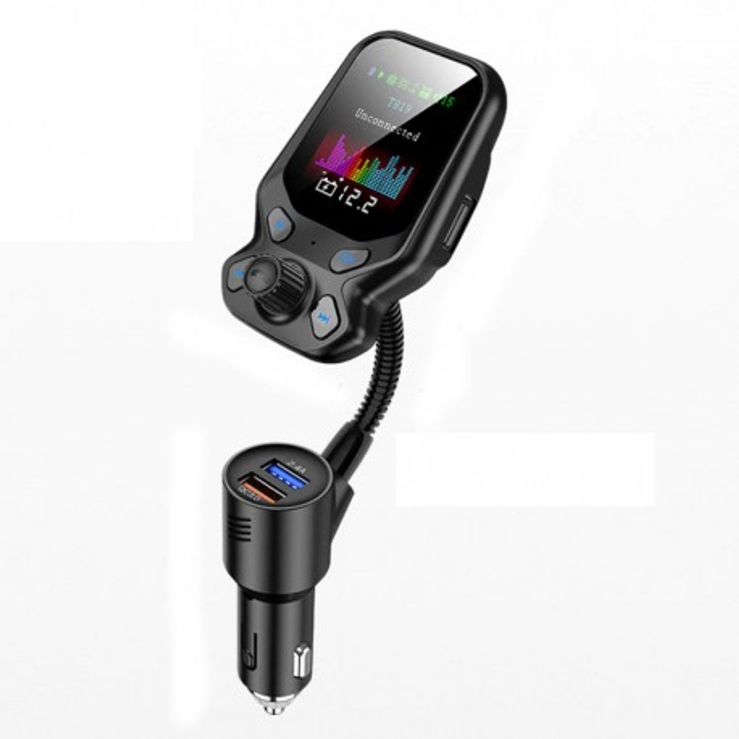 Modulator FM Techstar&reg; T819 NEGRU , Quick Charge, AUX, Bluetooth, USB, Micro SD, Transmitator fotografia produsului
