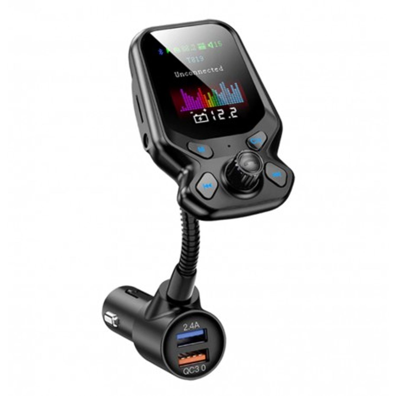 Modulator FM Techstar&reg; T819 NEGRU , Quick Charge, AUX, Bluetooth, USB, Micro SD, Transmitator fotografia produsului View 3 L