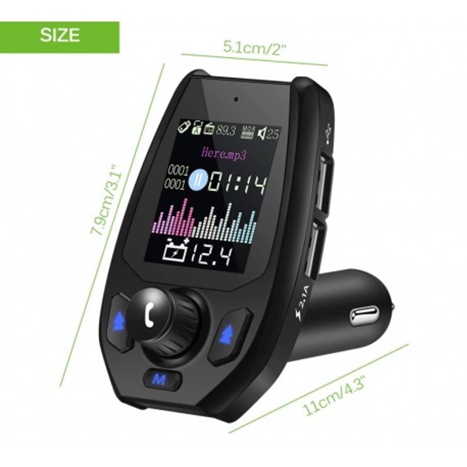 Modulator FM Transmitator Auto Techstar&reg; Onever, Bluetooth 4.0, Wireless, Mp3 Player 3.1A 2xUSB Charger fotografia produsului View 6 L