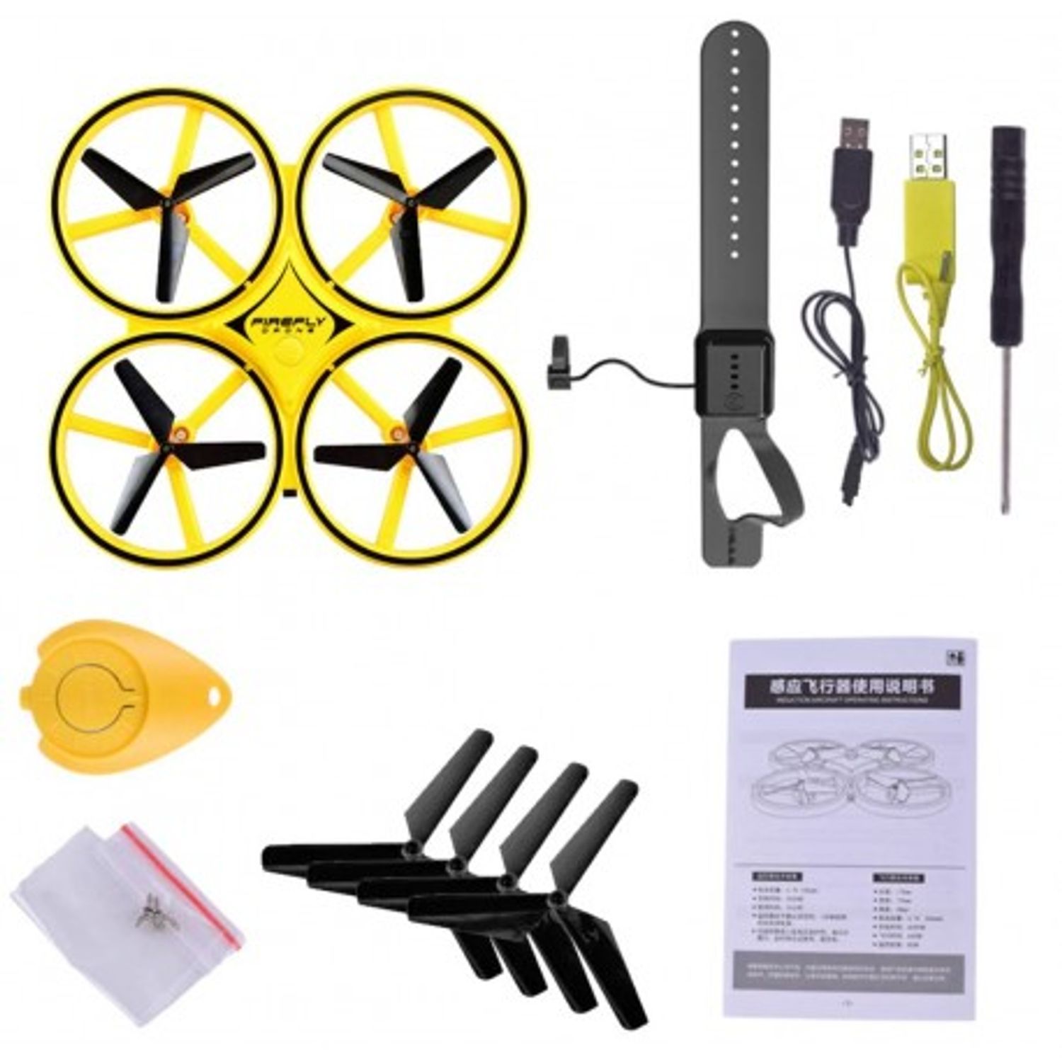 Drona Anti Coliziune, Inteligenta, cu LED, Techstar&reg; Firefly, Greutate 73g, RC Gravity cu Telecomanda, Quadcopter Smar fotografia produsului View 7 L