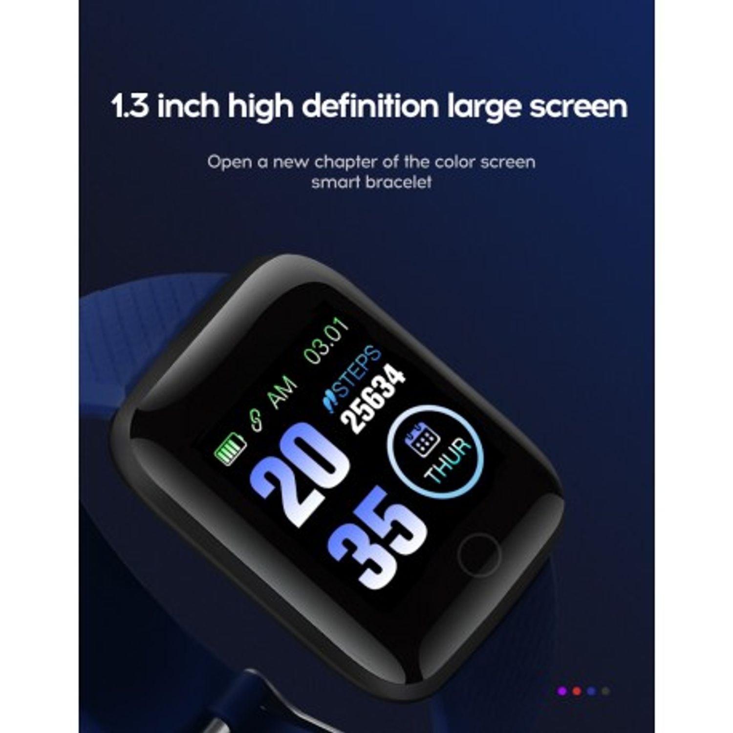 Ceas Smartwatch Techstar&reg; D13, Negru, Bluetooth 4.0, Compatibil Android & iOS, Unisex, Rezistent la Apa fotografia produsului View 5 L