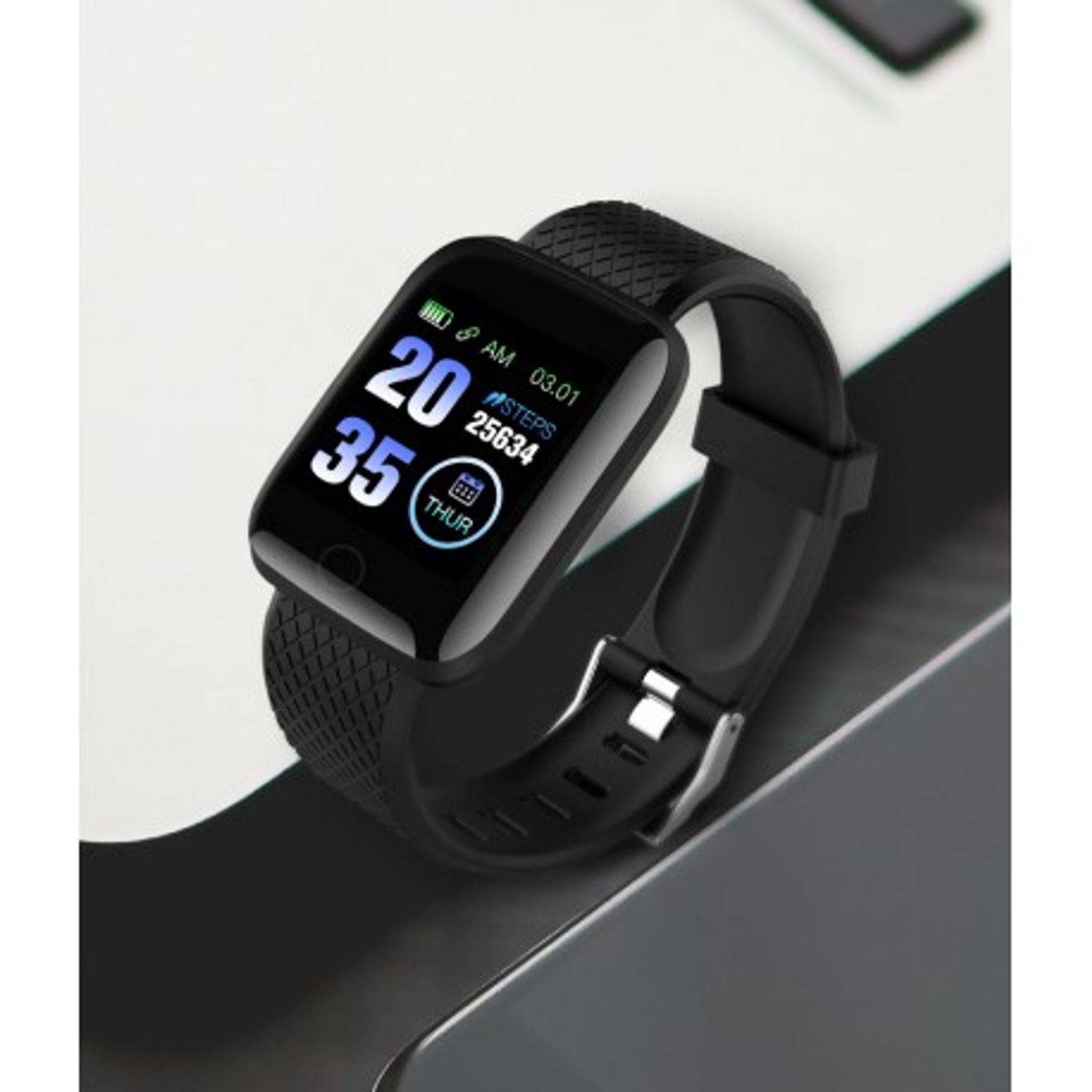 Ceas Smartwatch Techstar&reg; D13, Negru, Bluetooth 4.0, Compatibil Android & iOS, Unisex, Rezistent la Apa fotografia produsului View 2 L