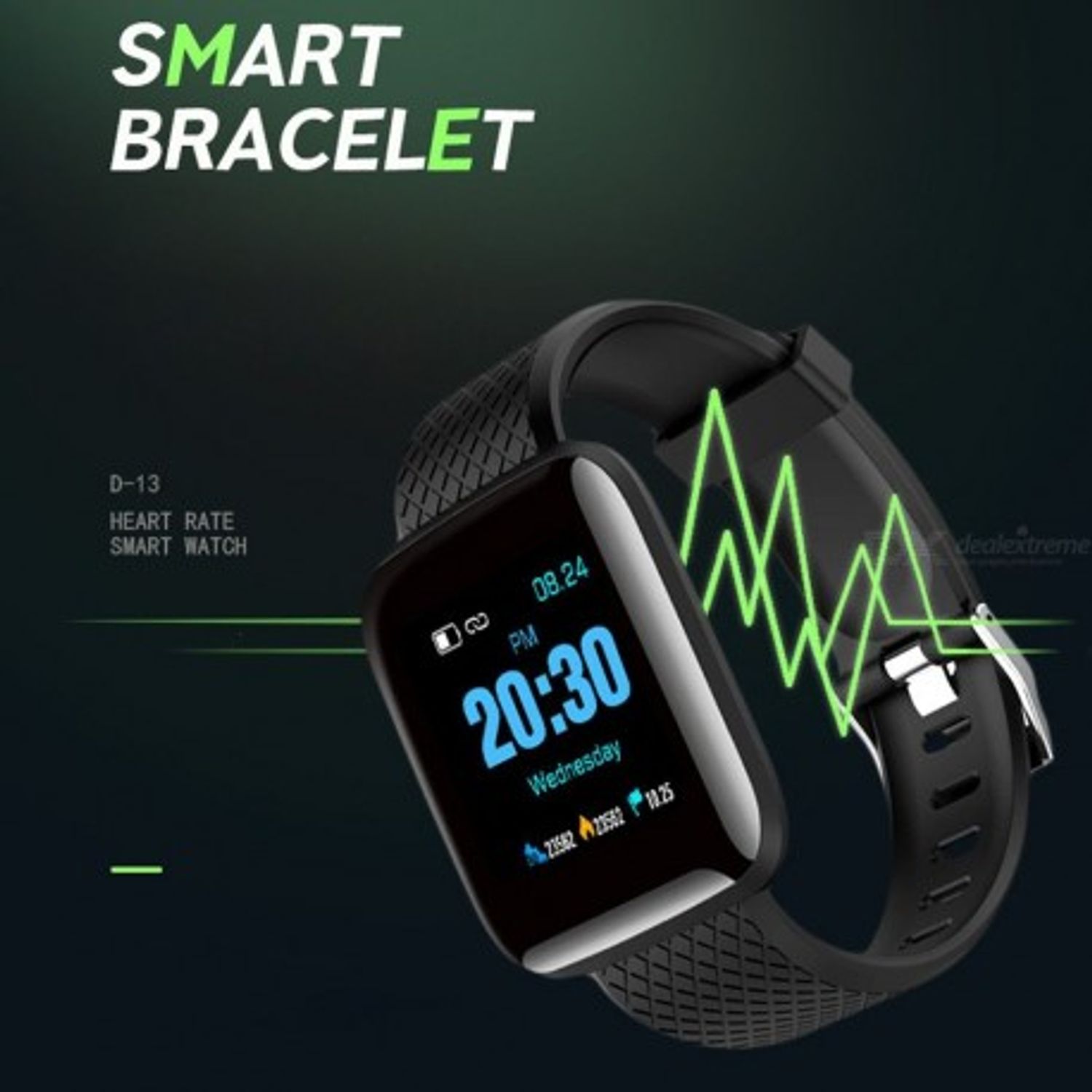 Ceas Smartwatch Techstar&reg; D13, Negru, Bluetooth 4.0, Compatibil Android & iOS, Unisex, Rezistent la Apa fotografia produsului View 6 L
