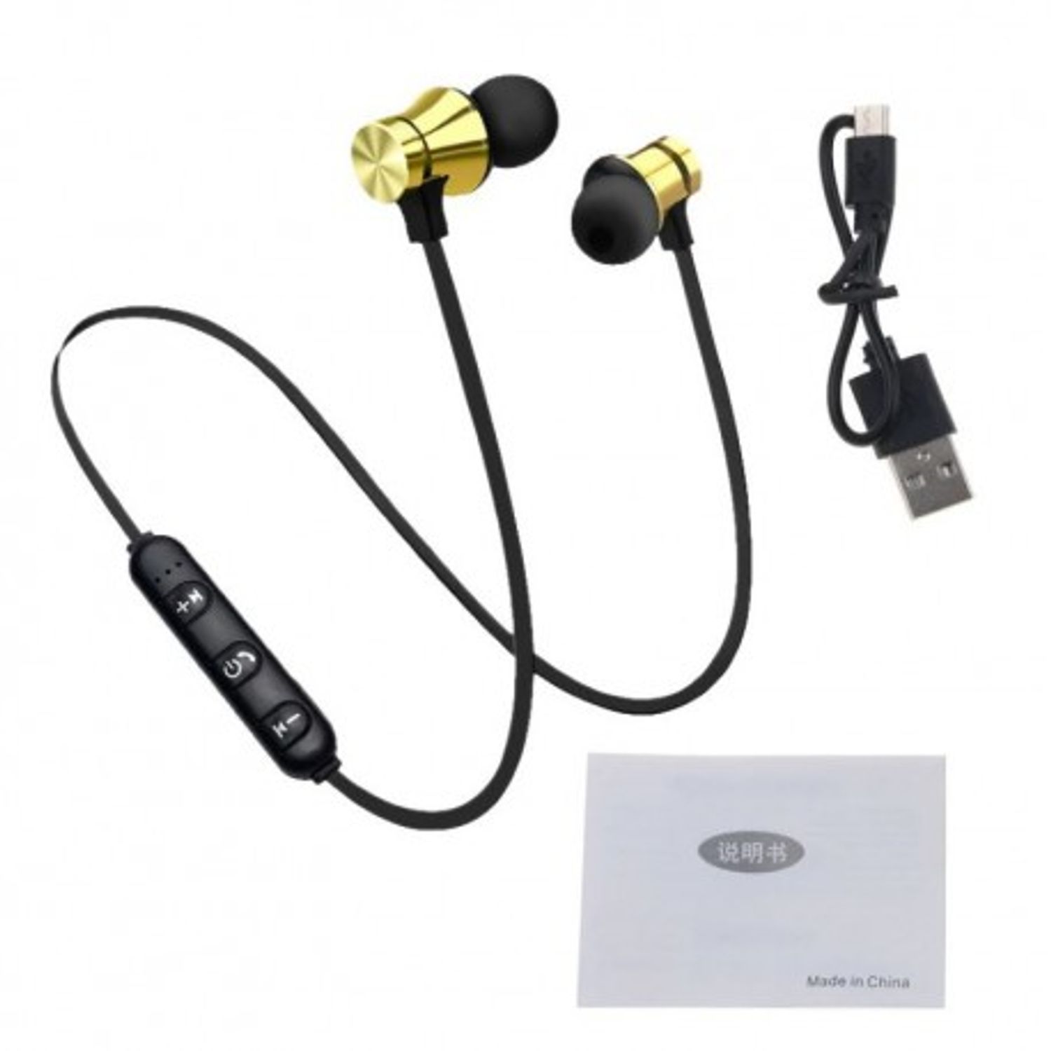 Casti Wireless Bluetooth Sport BT4, Waterproof, Tip In-Ear Headset, Microfon Incorporat, Auriu fotografia produsului View 4 L