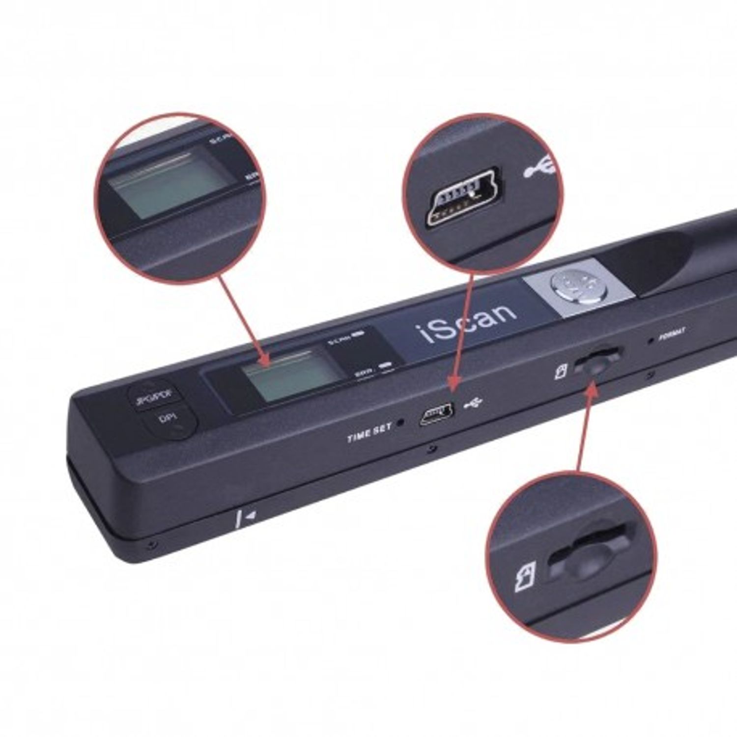 Scanner Portabil iScan Mini de 900DPI cu Ecran LCD, JPG/PDF, Tip A4, Carti, Reviste, Ziare fotografia produsului View 7 L