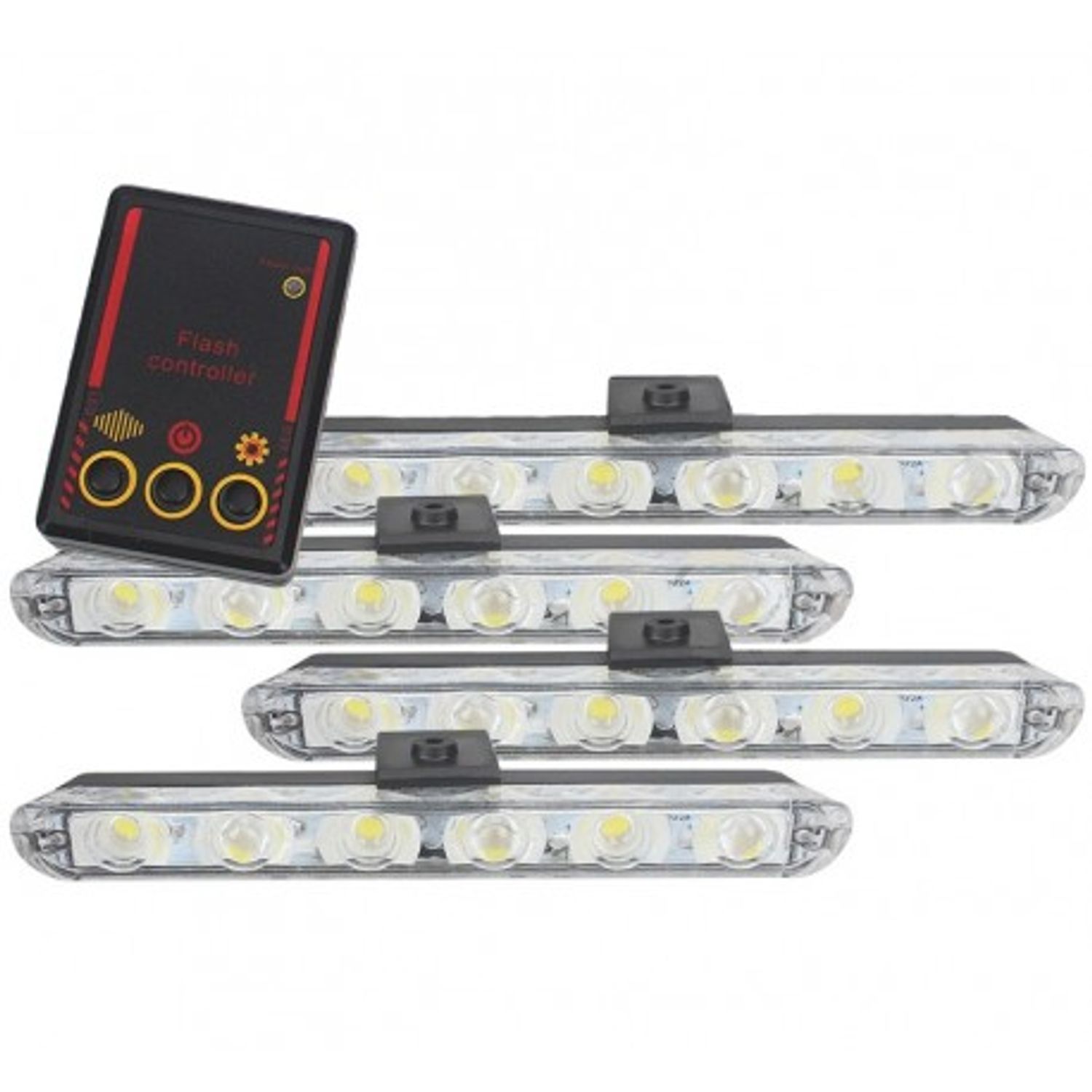 Set 4x6 Lumini LED Tip Stroboscop De Avertizare Flash Rosu si Albastru Alimentare 12V fotografia produsului View 3 L