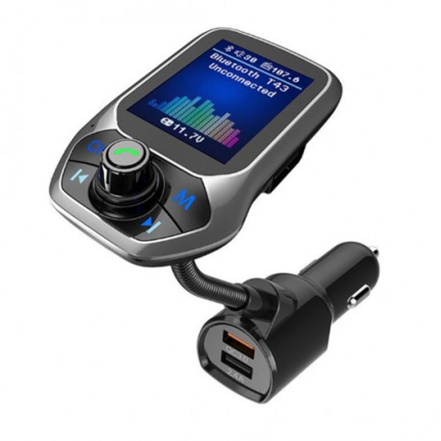 Modulator Auto Transmitator FM Techstar&reg; T43 Bluetooth 4.0 AUX USB QC3.0 Display Color 1.8" MP3 Player Android iOS fotografia produsului View 11 L