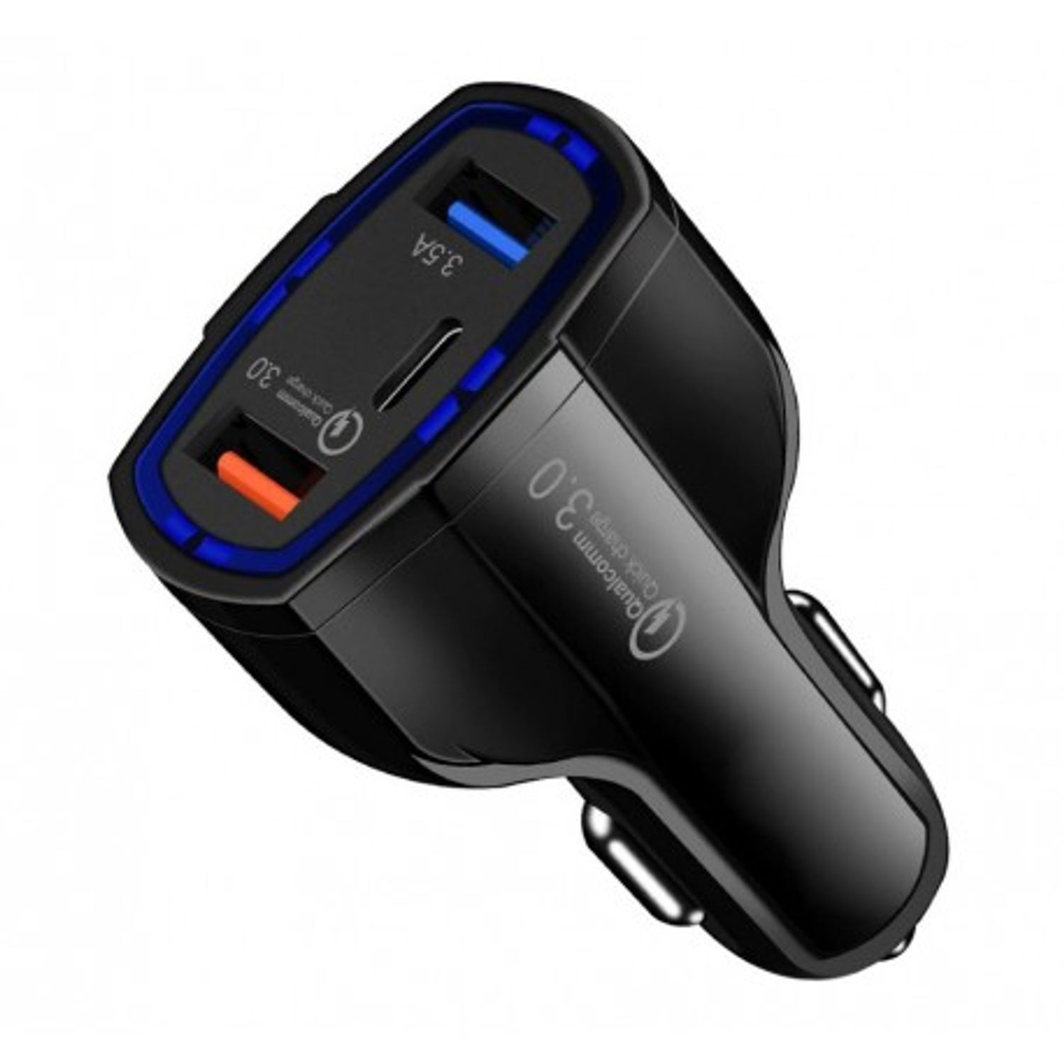 Incarcator Auto Techstar&reg; Turbo Fast, 5V, 3.5A ,QC3.0, DUAL USB, Universal, Negru fotografia produsului View 3 L