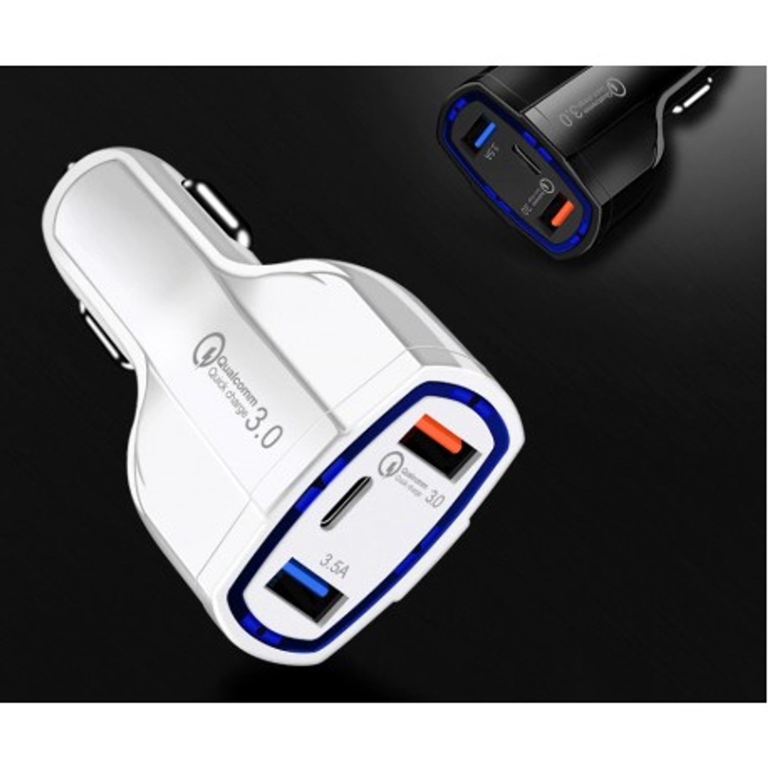 Incarcator Auto Techstar&reg; Turbo Fast, 5V, 3.5A ,QC3.0, DUAL USB, Universal, Alb fotografia produsului View 12 L