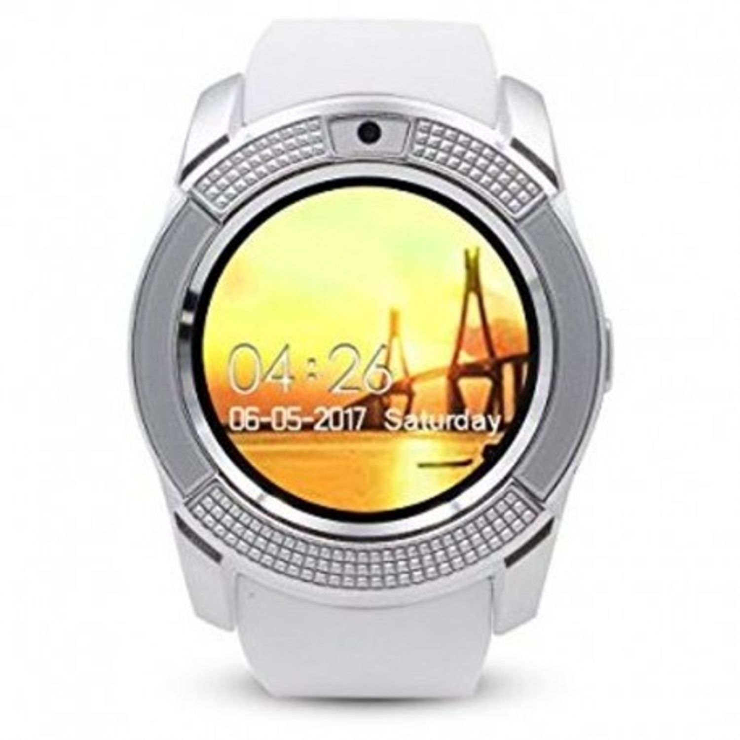 Ceas Smartwatch Techstar® V8, Handsfree, Bluetooth 3.0, SIM, Compatibil Android & iOS, Camera 1.3MP, Alb fotografia produsului View 2 L